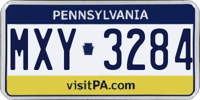 PA license plate MXY3284