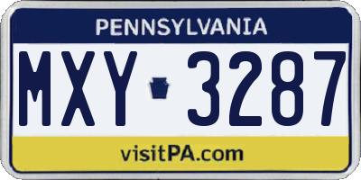PA license plate MXY3287