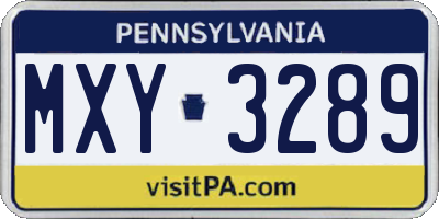 PA license plate MXY3289