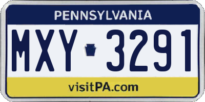 PA license plate MXY3291