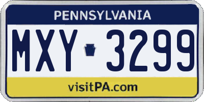 PA license plate MXY3299