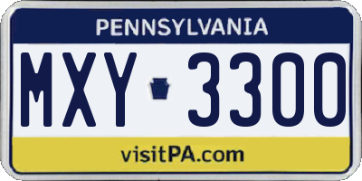 PA license plate MXY3300