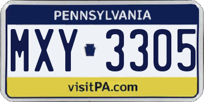 PA license plate MXY3305