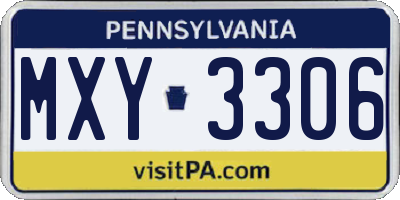 PA license plate MXY3306