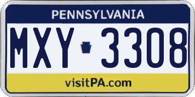 PA license plate MXY3308