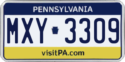 PA license plate MXY3309