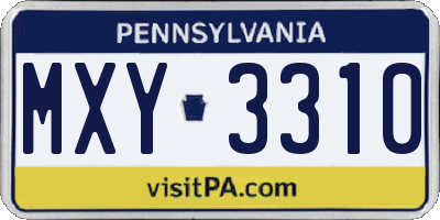 PA license plate MXY3310