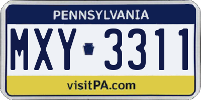 PA license plate MXY3311