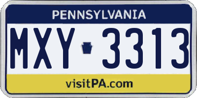 PA license plate MXY3313