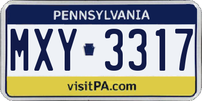 PA license plate MXY3317
