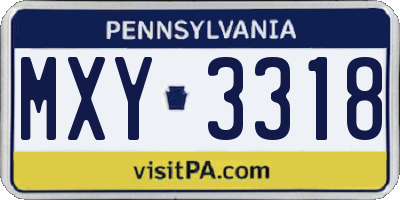 PA license plate MXY3318
