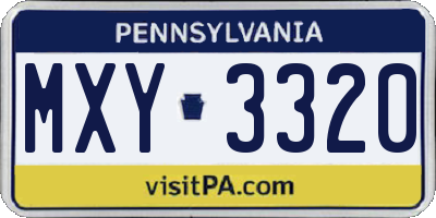 PA license plate MXY3320