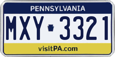 PA license plate MXY3321