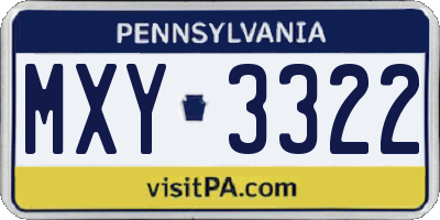 PA license plate MXY3322