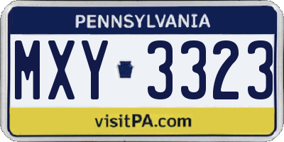 PA license plate MXY3323
