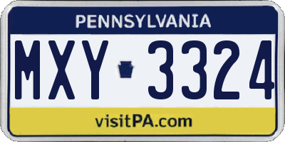 PA license plate MXY3324