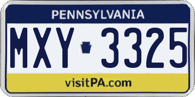 PA license plate MXY3325