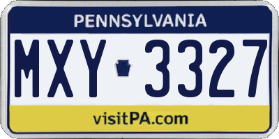 PA license plate MXY3327