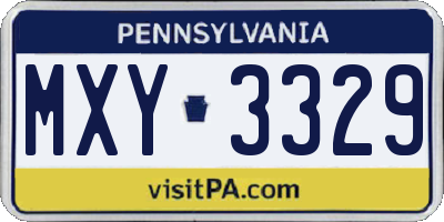 PA license plate MXY3329