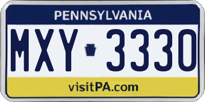 PA license plate MXY3330