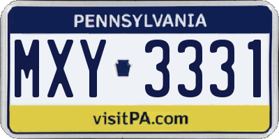 PA license plate MXY3331