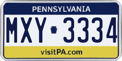 PA license plate MXY3334