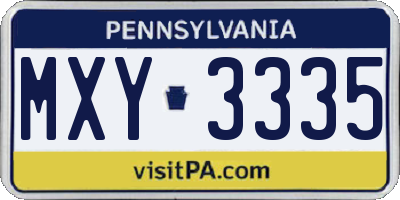 PA license plate MXY3335