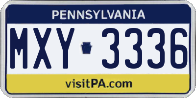 PA license plate MXY3336