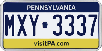 PA license plate MXY3337