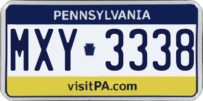 PA license plate MXY3338