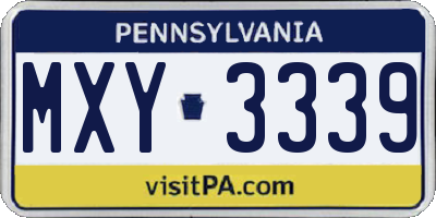 PA license plate MXY3339