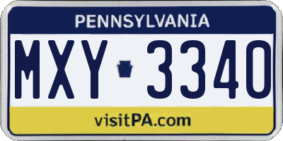 PA license plate MXY3340