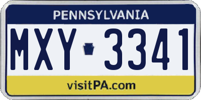 PA license plate MXY3341