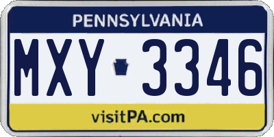 PA license plate MXY3346