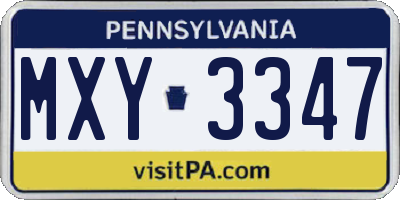 PA license plate MXY3347