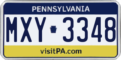 PA license plate MXY3348