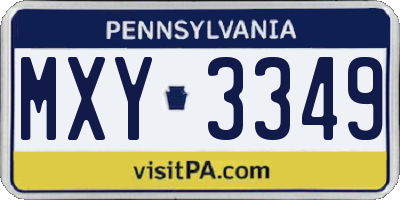 PA license plate MXY3349