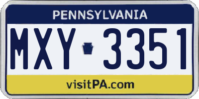PA license plate MXY3351