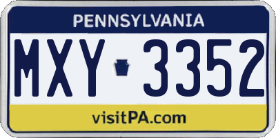 PA license plate MXY3352