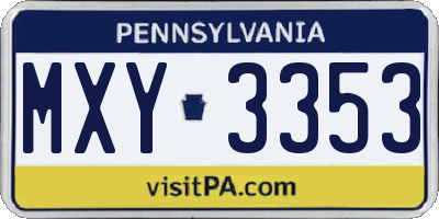 PA license plate MXY3353