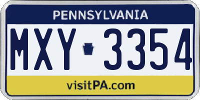 PA license plate MXY3354