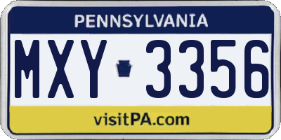 PA license plate MXY3356