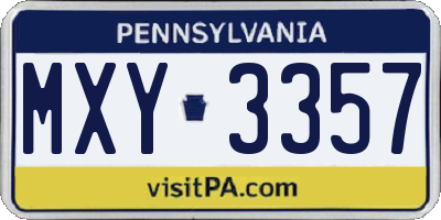 PA license plate MXY3357