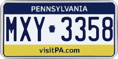 PA license plate MXY3358