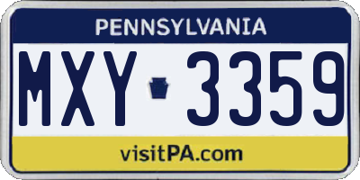PA license plate MXY3359