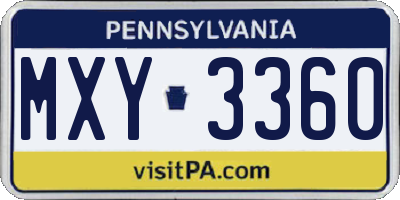 PA license plate MXY3360
