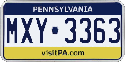 PA license plate MXY3363