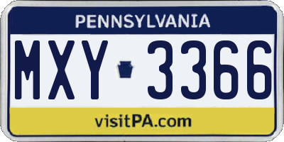 PA license plate MXY3366