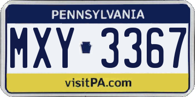 PA license plate MXY3367