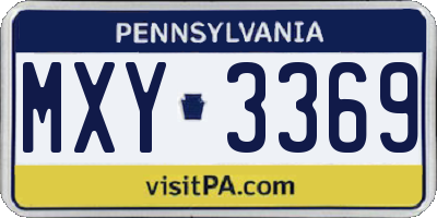 PA license plate MXY3369